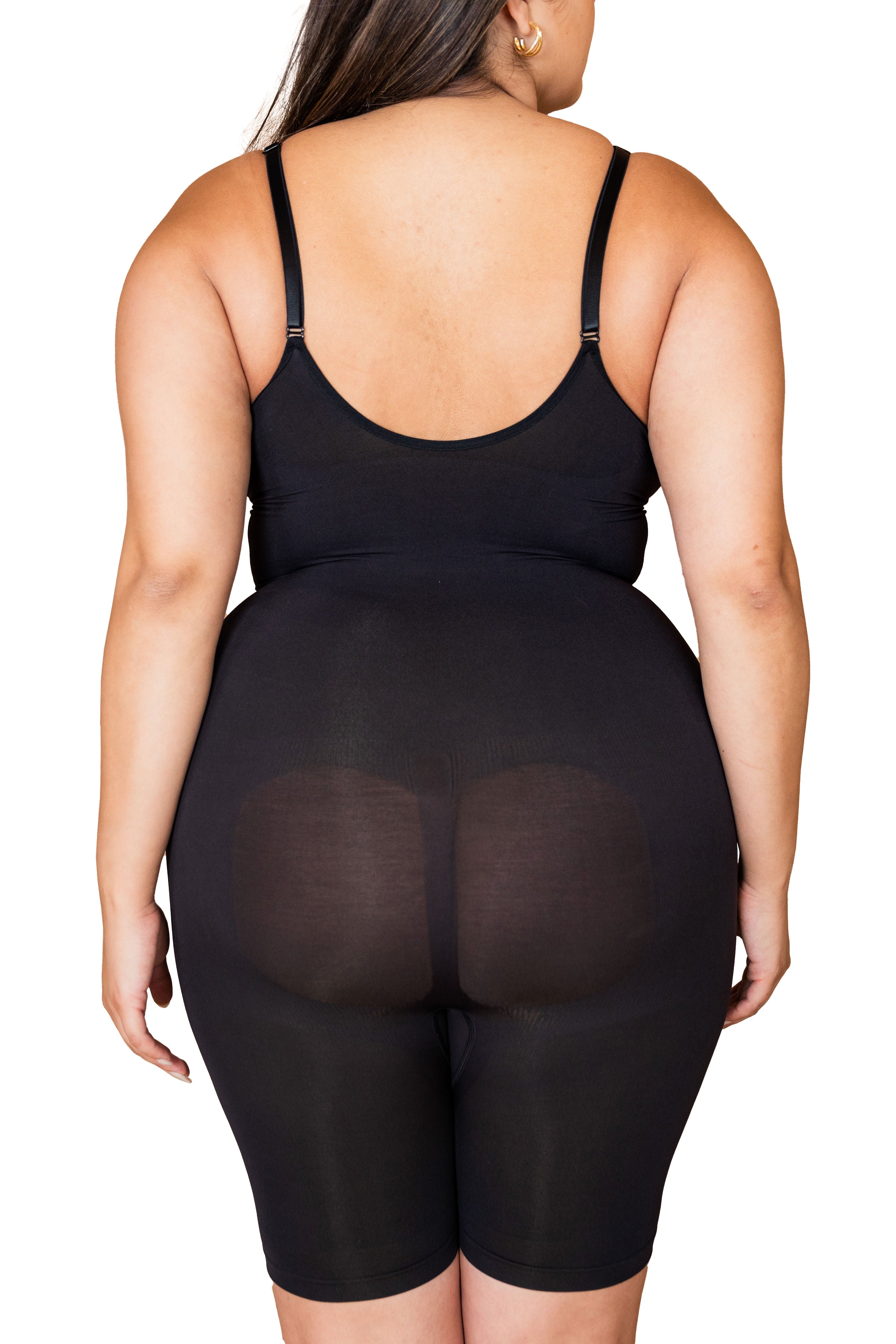 Contour mid-thigh bodysuit shape wear negro faja modeladora cómoda soporte tallas grandes extragrandes todas las tallas
